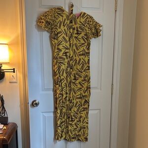 Kate Spade Yellow Geometric Match Stick Patterned Dress